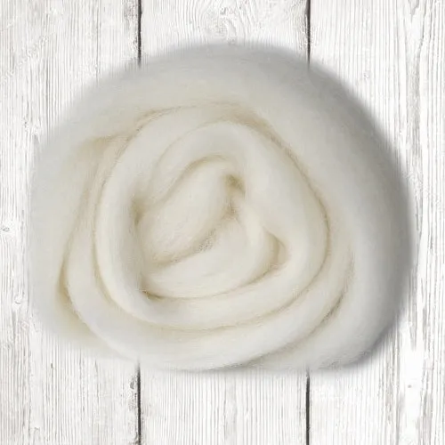 Corriedale Wool Sliver Undyed Natural White 100 grams