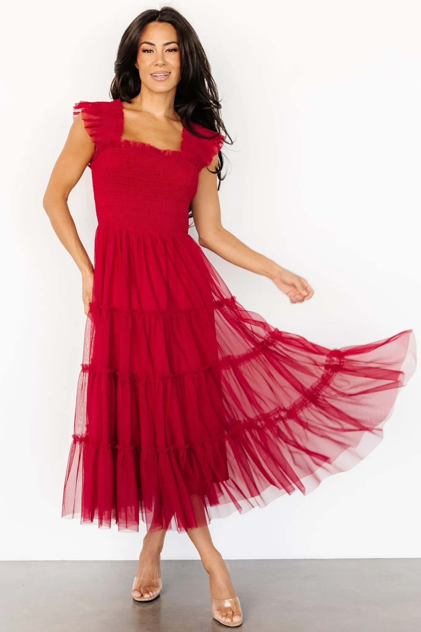Emma Smocked Tulle Dress | Scarlet