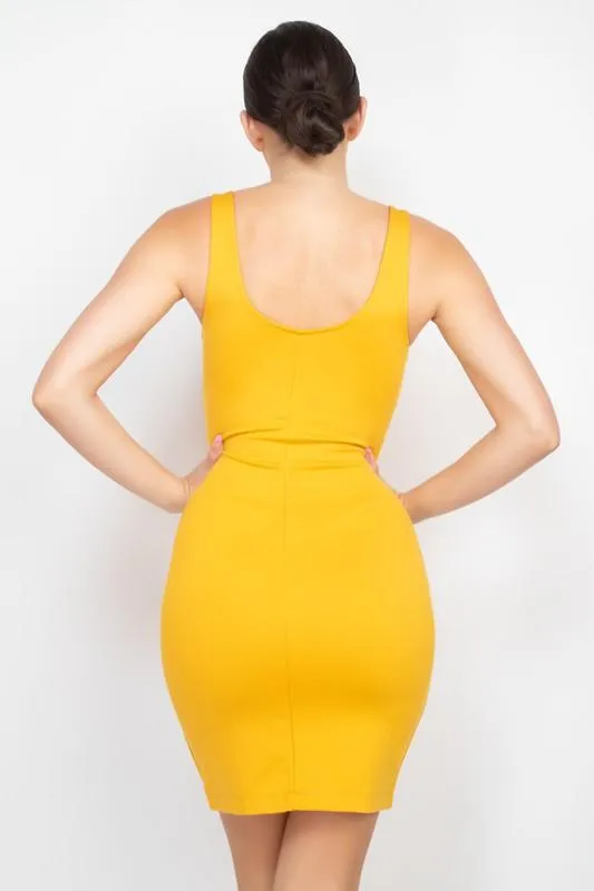 Ponte V-Wire Bodycon Mini Dress