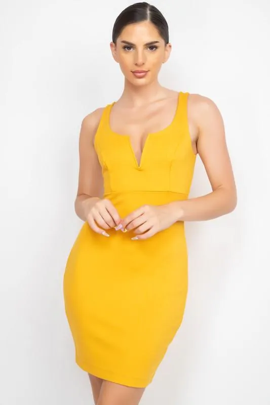 Ponte V-Wire Bodycon Mini Dress