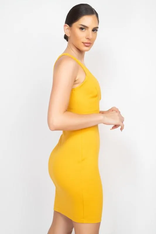 Ponte V-Wire Bodycon Mini Dress