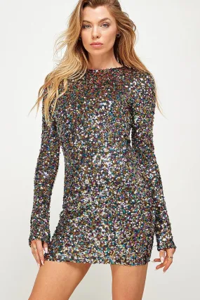 sequin long sleeve bodycon dress