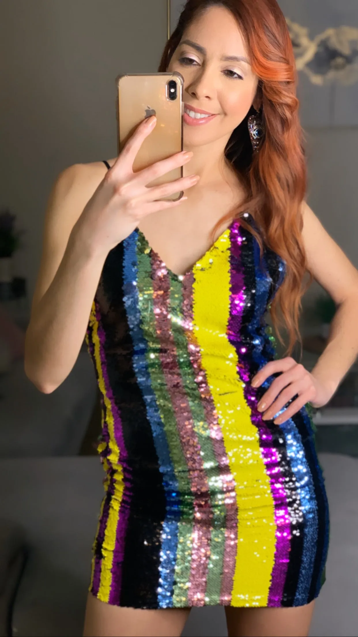 Sequin Multi-Colored Stripe Dress