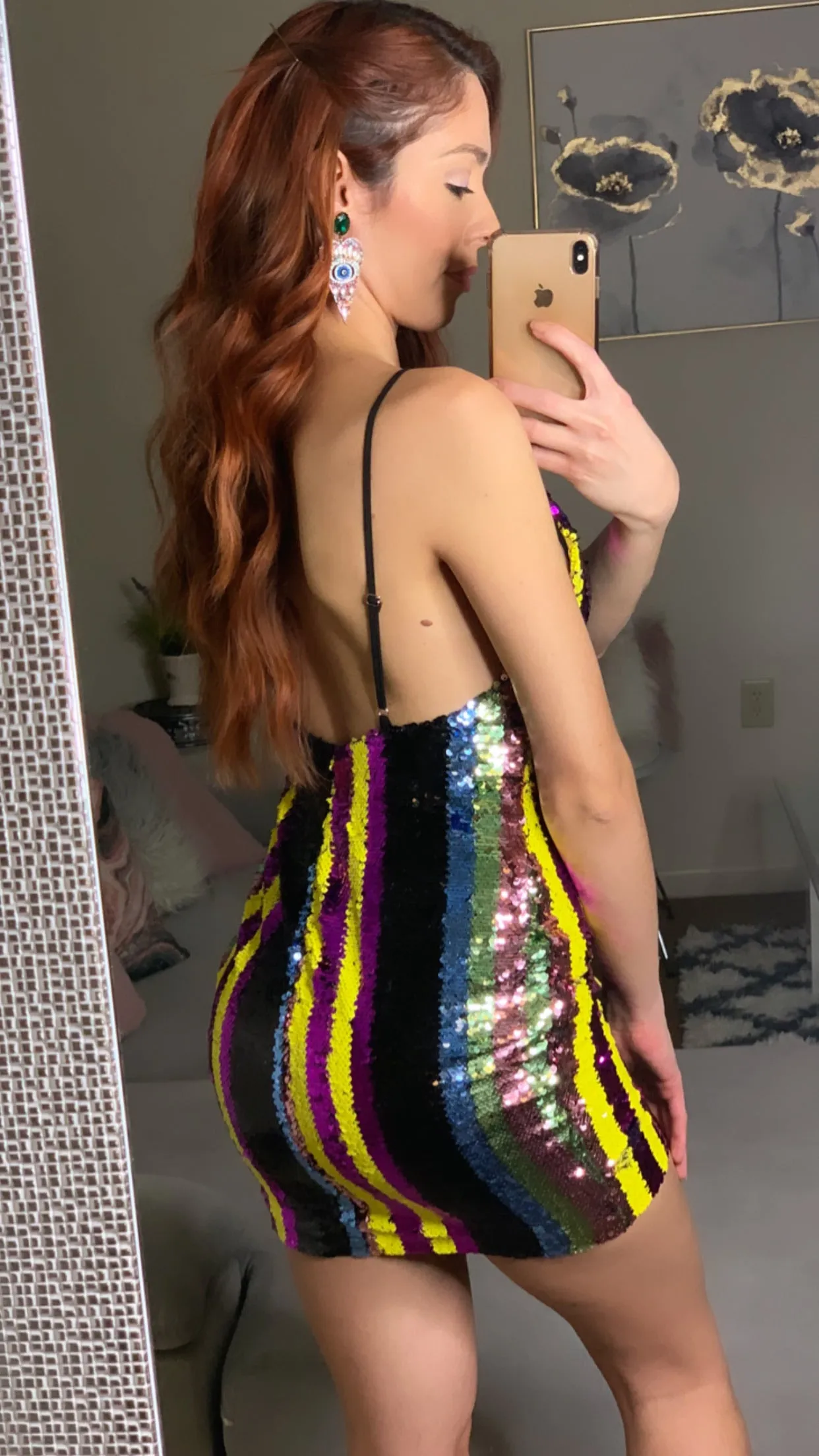 Sequin Multi-Colored Stripe Dress
